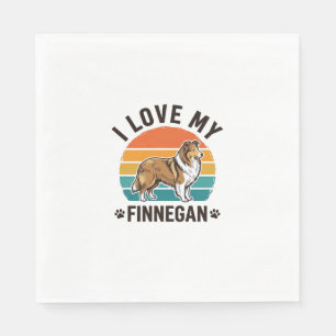 I Love My Finnegan Vintage Dog Name Shirt Design_1 Napkin