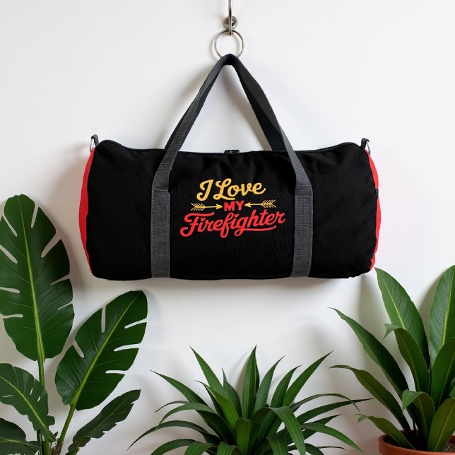 I Love My Firefighter Arrow  Duffle Bag (Creator Uploaded)
