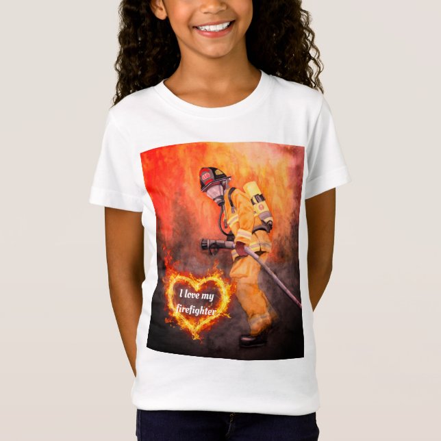 I Love My Firefighter Kid's Boys Girls T-shirt (Front)