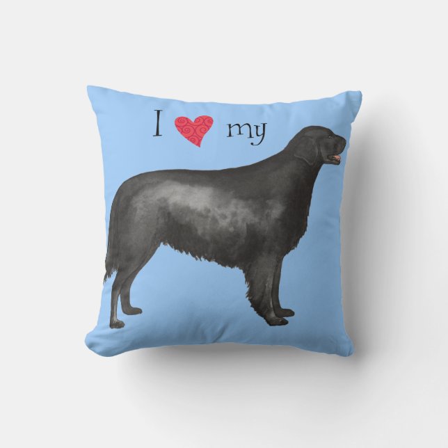 I Love my Flat-Coated Retriever Cushion (Front)