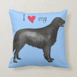 I Love my Flat-Coated Retriever Cushion
