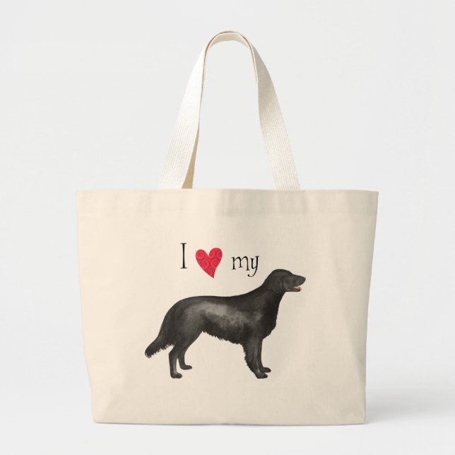 I Love my Flat-Coated Retriever Large Tote Bag (Front)