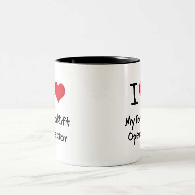 I Love My Forklift Operator Two-Tone Coffee Mug (Center)