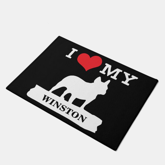 I Love My French Bulldog Doormat | Personalise It! (Angled)