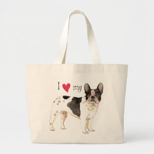 I Love my French Bulldog Large Tote Bag