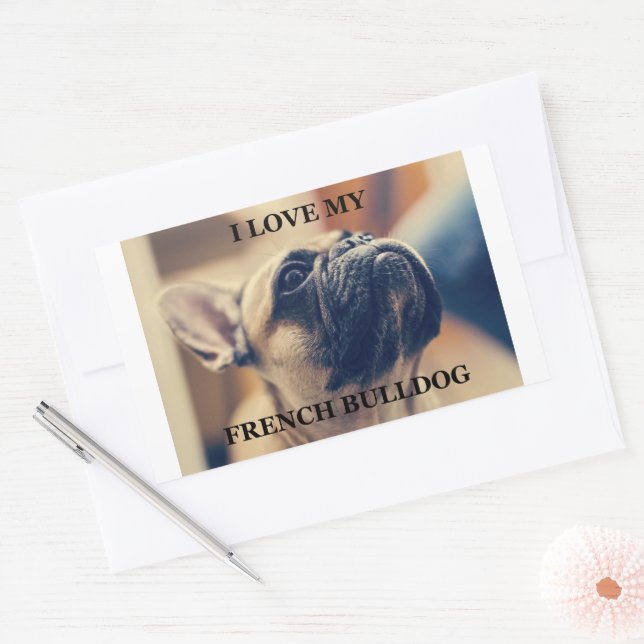 I Love My French Bulldog Rectangular Sticker (Envelope)