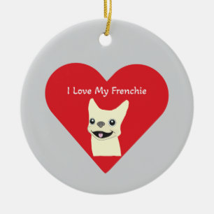 I love my Frenchie, Lavender Ceramic Tree Decoration