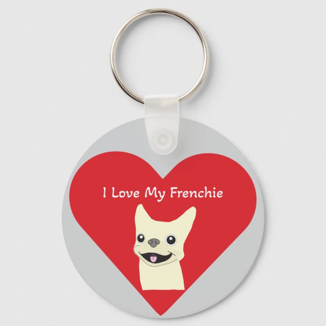 I love my Frenchie, Lavender Key Ring (Front)