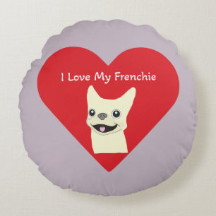 I love my Frenchie, Lavender Round Cushion