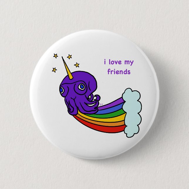 i love my friends octopus button (Front)