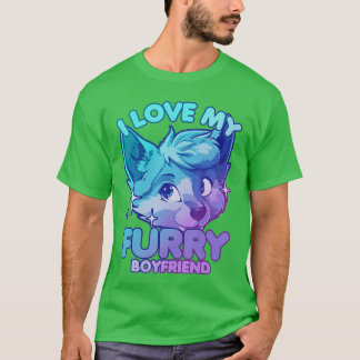 I Love My Furry Boyfriend Anthropomorphism Fursuit T-Shirt