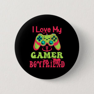 I Love My Gamer Boyfriend Heart Bf Video Games, Ga 6 Cm Round Badge