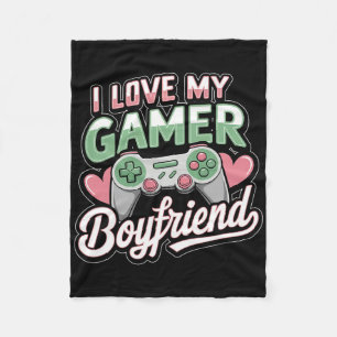 I Love My Gamer Boyfriend Valentine Heart Vintage Fleece Blanket