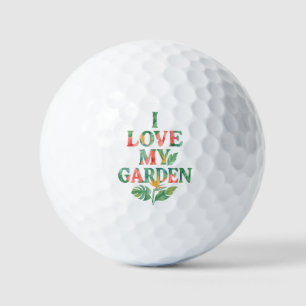 I Love My Garden Tropical Floral Watercolor Golf Balls