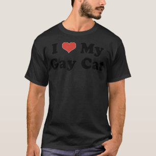 I Love My Gay Cat Heart Funny LGBT Pet Pride Proud T-Shirt