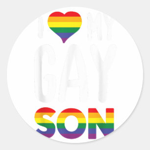 I LOVE MY GAY SON Proud Ally Rainbow Heart - Gay P Classic Round Sticker