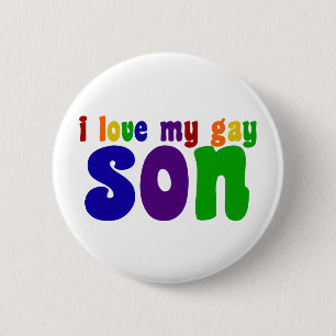 I Love My Gay Son Retro Rainbow Mum 6 Cm Round Badge