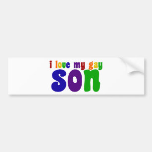 I Love My Gay Son Retro Rainbow Mum Bumper Sticker
