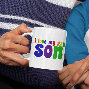 I Love My Gay Son Retro Rainbow Mum Coffee Mug