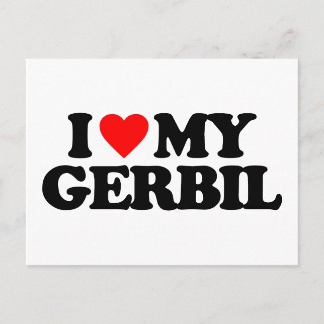 I LOVE MY GERBIL POSTCARD (Front)