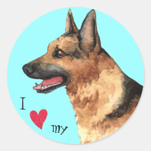 I Love my German Shepherd Classic Round Sticker