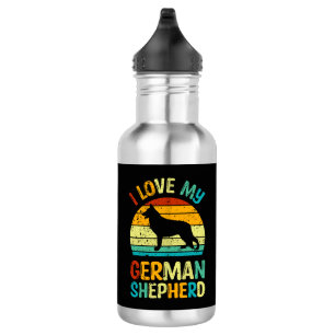 I Love My German Shepherd Dog Blue Brown Sunset 532 Ml Water Bottle