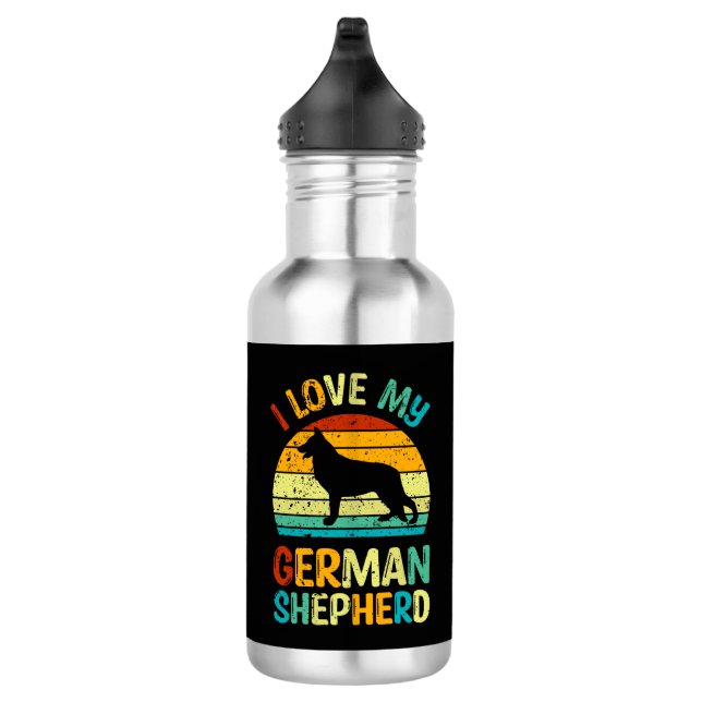 I Love My German Shepherd Dog Blue Brown Sunset 532 Ml Water Bottle (Right)