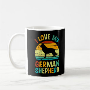 I Love My German Shepherd Dog Blue Brown Sunset Coffee Mug