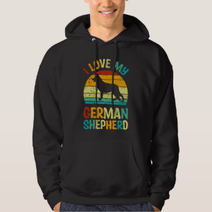 I Love My German Shepherd Dog Blue Brown Sunset Hoodie