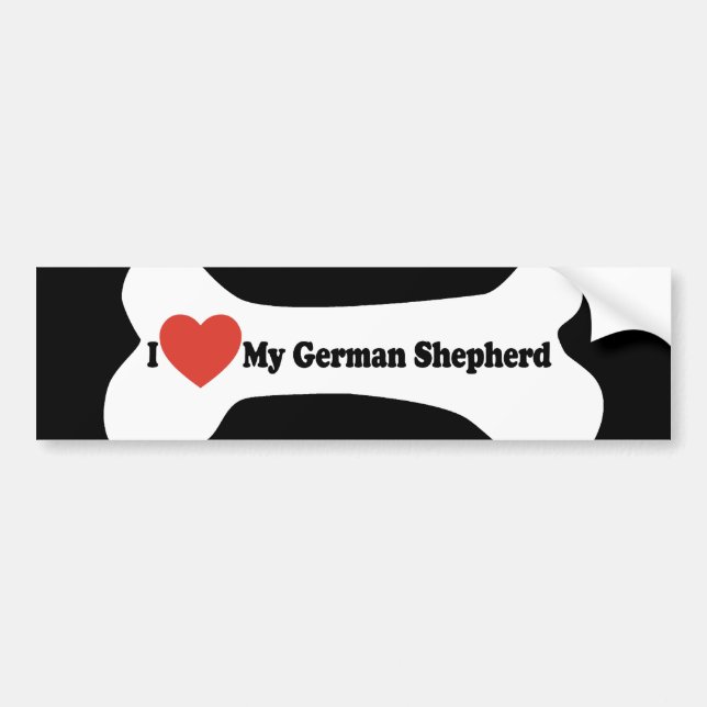 I Love My German shepherd - Dog Bone Bumper Sticker (Front)