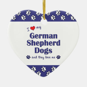 I Love My German Shepherd Dogs (Multiple Dogs) Ceramic Tree Decoration