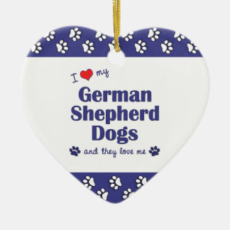 I Love My German Shepherd Dogs (Multiple Dogs) Ceramic Tree Decoration