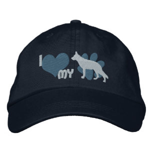 I Love my German Shepherd Embroidered Hat (Blue)