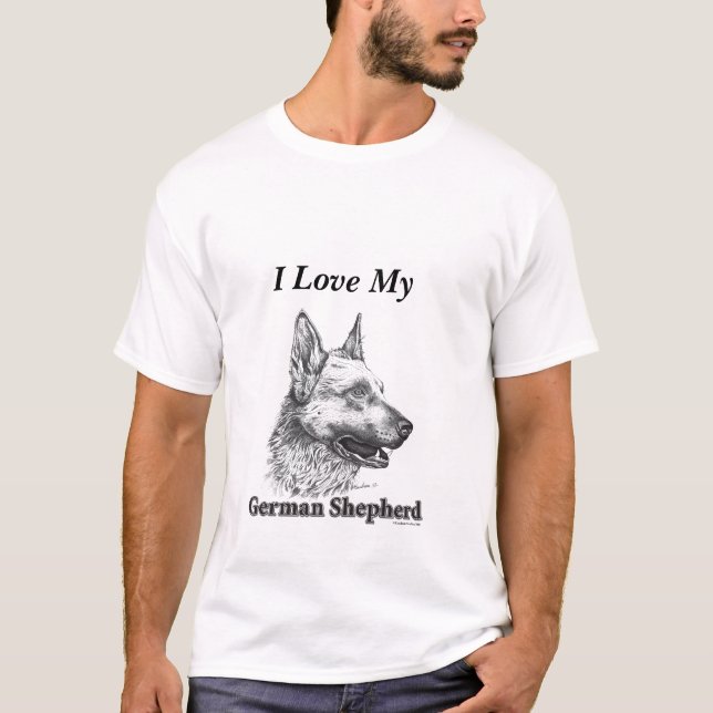 I Love My German Shepherd T-Shirt (Front)