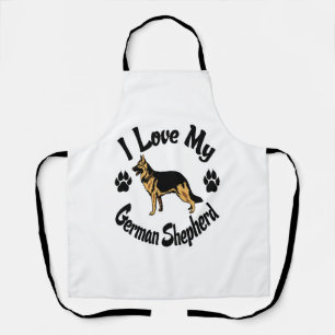 I Love My German Shepherd Tee Shirt Apron