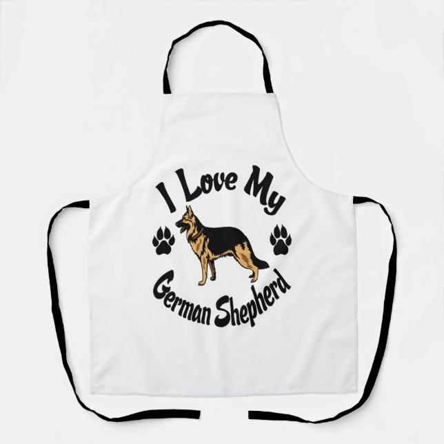 I Love My German Shepherd Tee Shirt  Apron (Front)