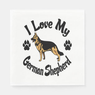 I Love My German Shepherd Tee Shirt Napkin