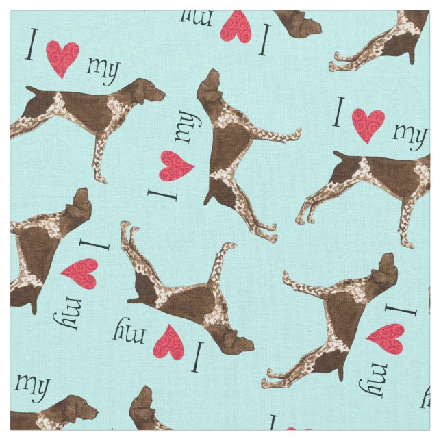 I Love my German Shorthaired Pointer Fabric (Close Up)