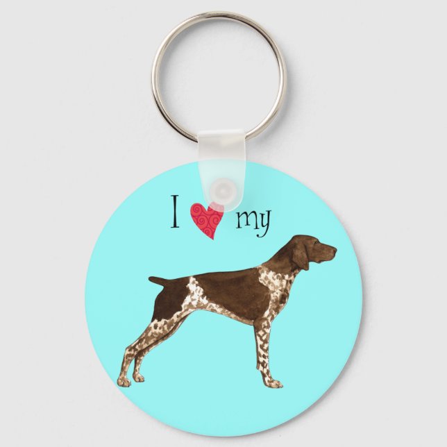 I Love my German Shorthaired Pointer Key Ring (Front)