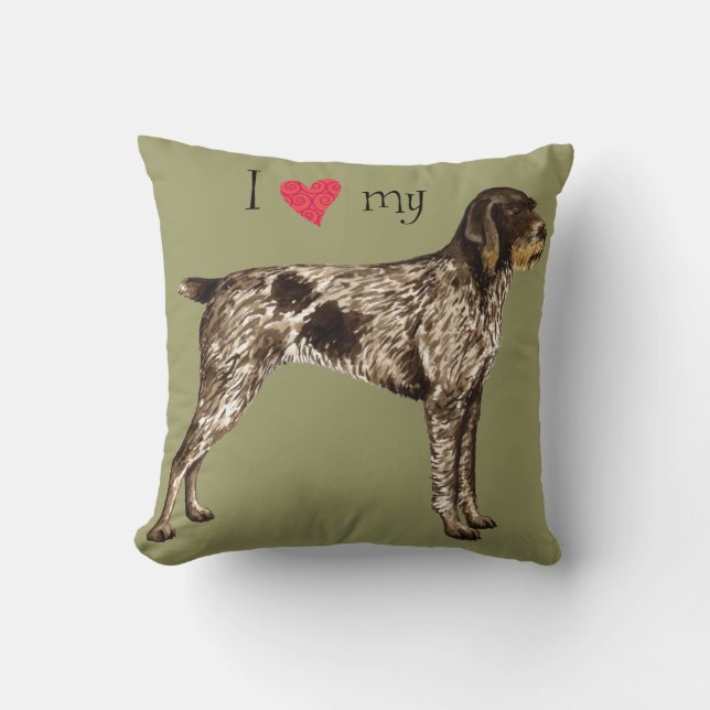 I Love my German Wirehaired Pointer Cushion (Front)