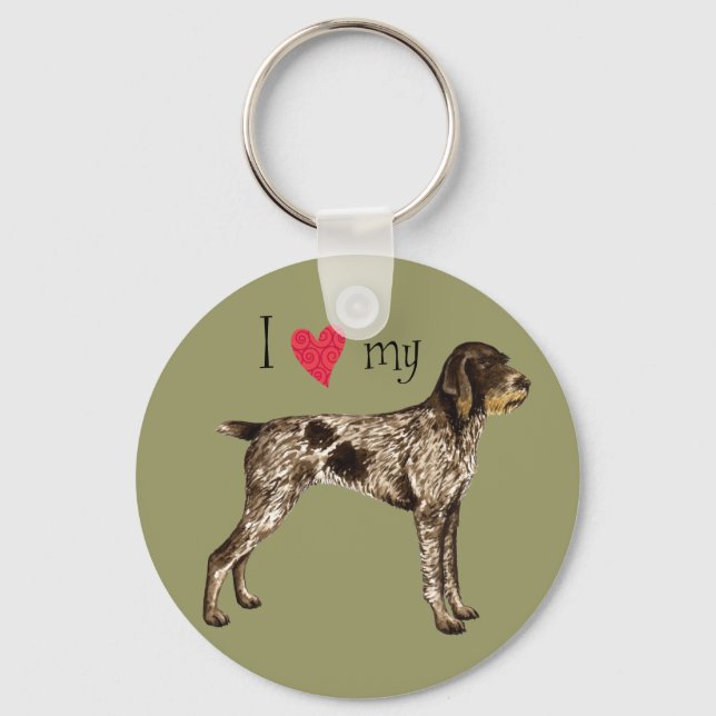 I Love my German Wirehaired Pointer Key Ring (Front)