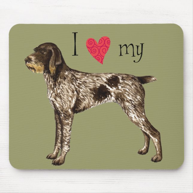 I Love my German Wirehaired Pointer Mouse Pad (Front)