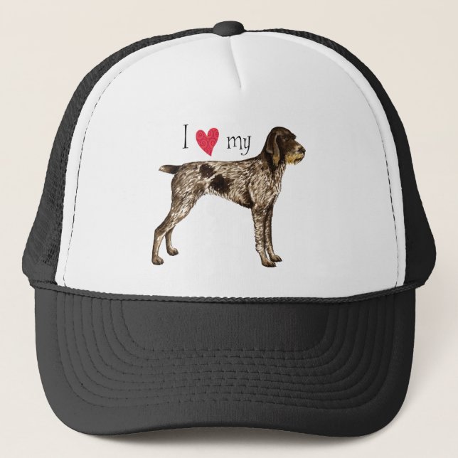 I Love my German Wirehaired Pointer Trucker Hat (Front)
