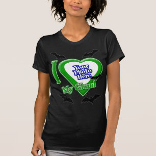 I Love My Ghoul With Your Photo With Bats T-Shirt