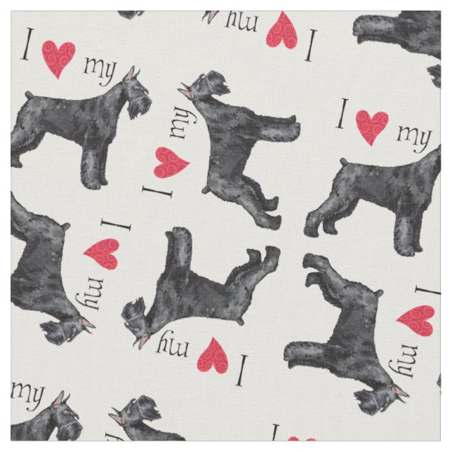 I Love my Giant Schnauzer Fabric (Close Up)