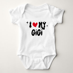 I Love My GiGi Retro Stars Customisable Newborn Baby Bodysuit