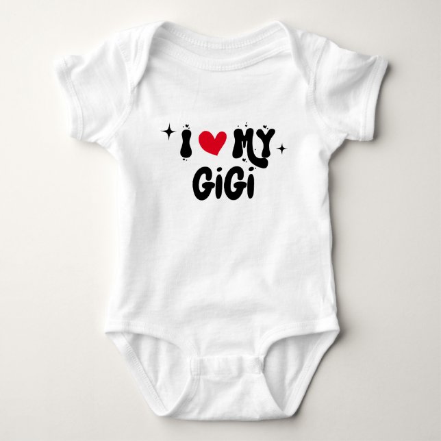 I Love My GiGi Retro Stars Customisable Newborn Baby Bodysuit (Front)