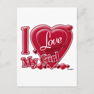 I Love My Girl red - heart Postcard