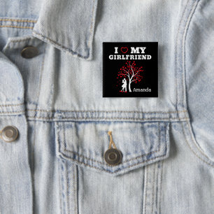 I Love my Girlfriend 15 Cm Square Badge