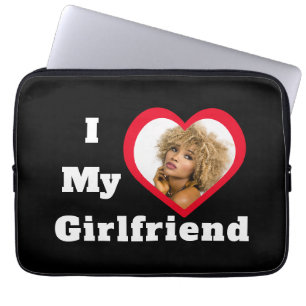 I Love My Girlfriend Bae Personalised Custom Photo Laptop Sleeve